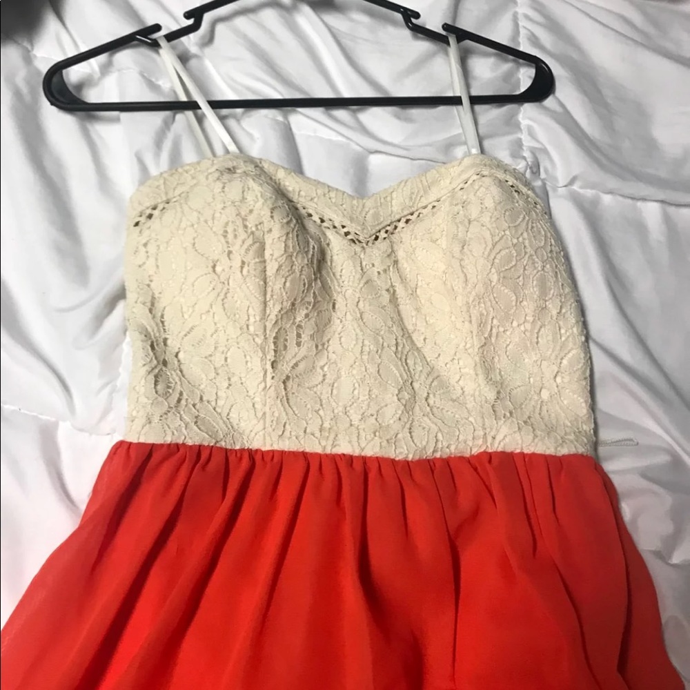 Cream and orange dress
